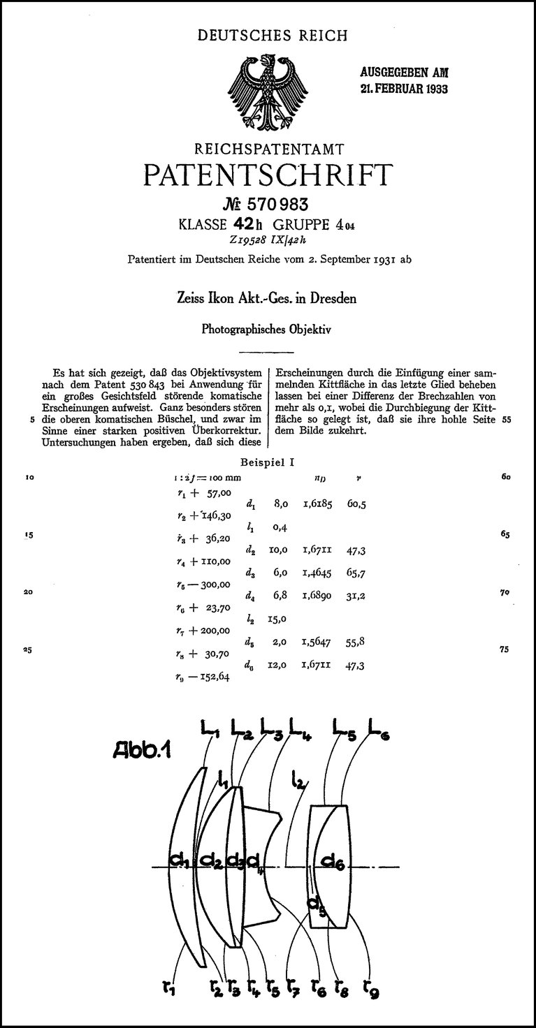 Sonnar-Patent 1931