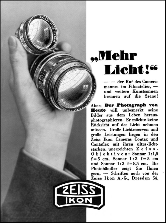 Sonnar Werbung 1935