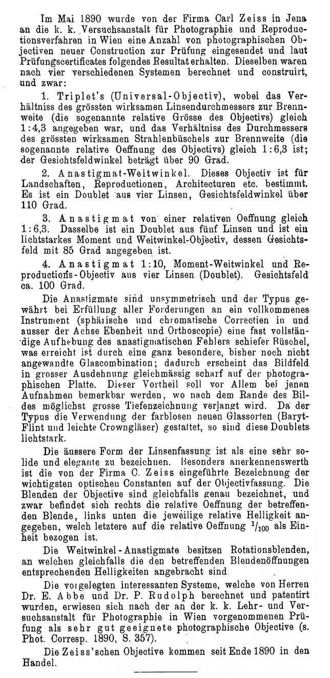 Zeiss-Anastigmat Eder Jahrbuch 1891