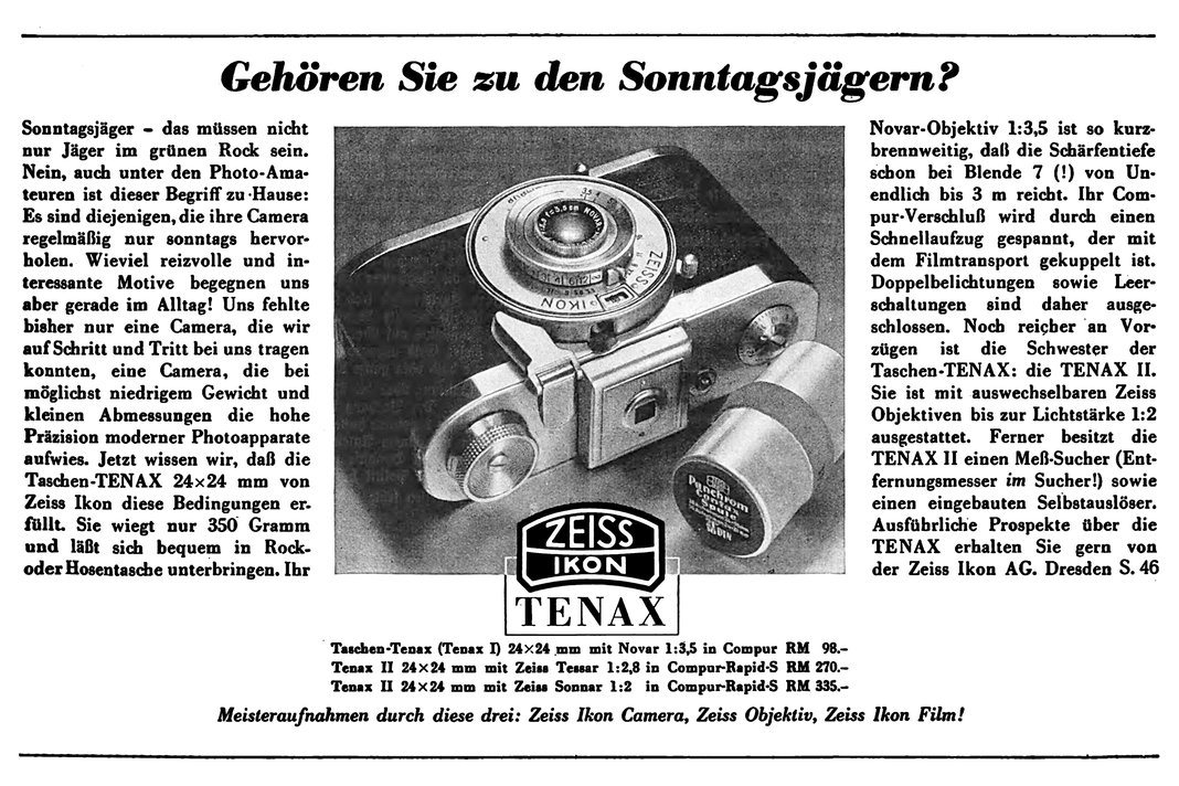 Taschen-Tenax Reklame 1939